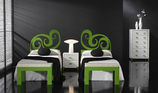 dormitorio de diseño verde