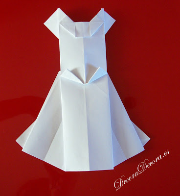 hacer un vestido de origami para decorar bodas