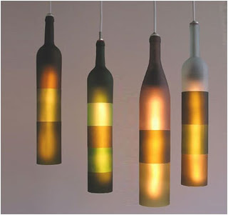 lamparas con botellas de cristal