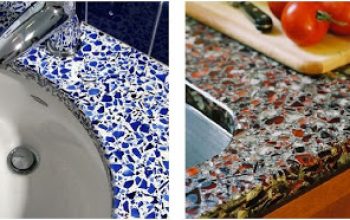 Superficies de cristal reciclado.