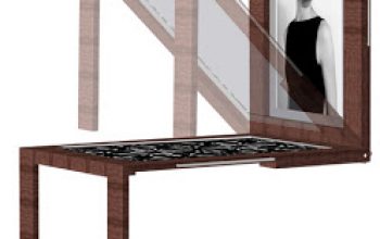 Una mesa que decora una pared.