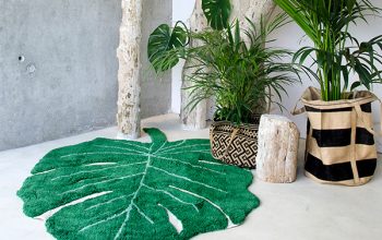 Una alfombra con forma de hoja que pondría en casa